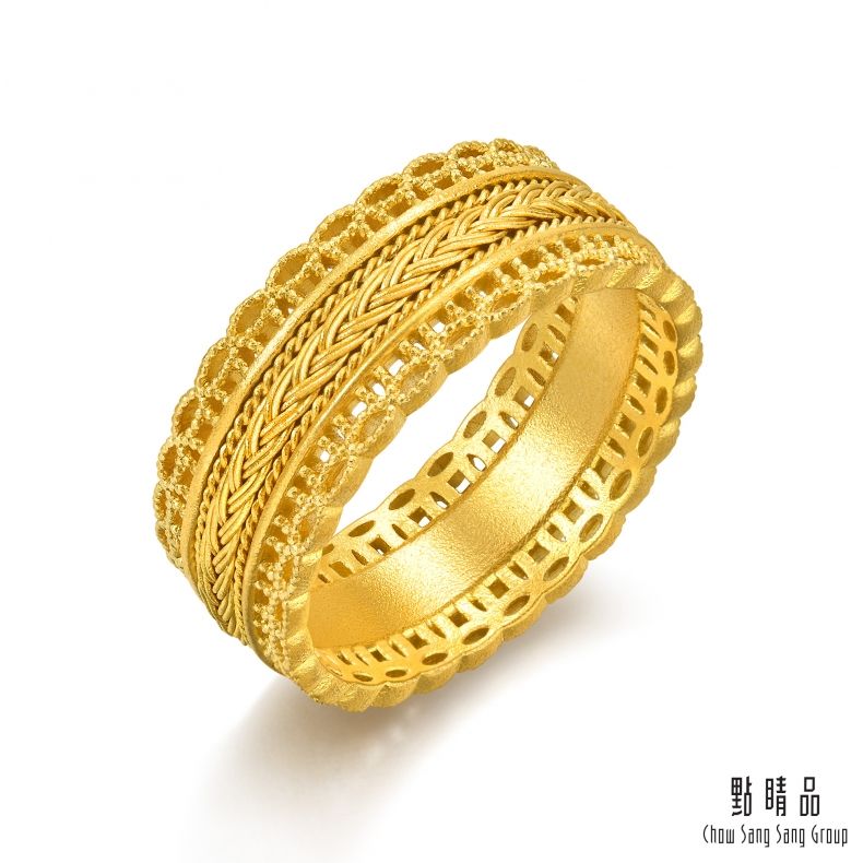 點睛品 花絲編織 黃金戒指_計價黃金(港圍9號)
