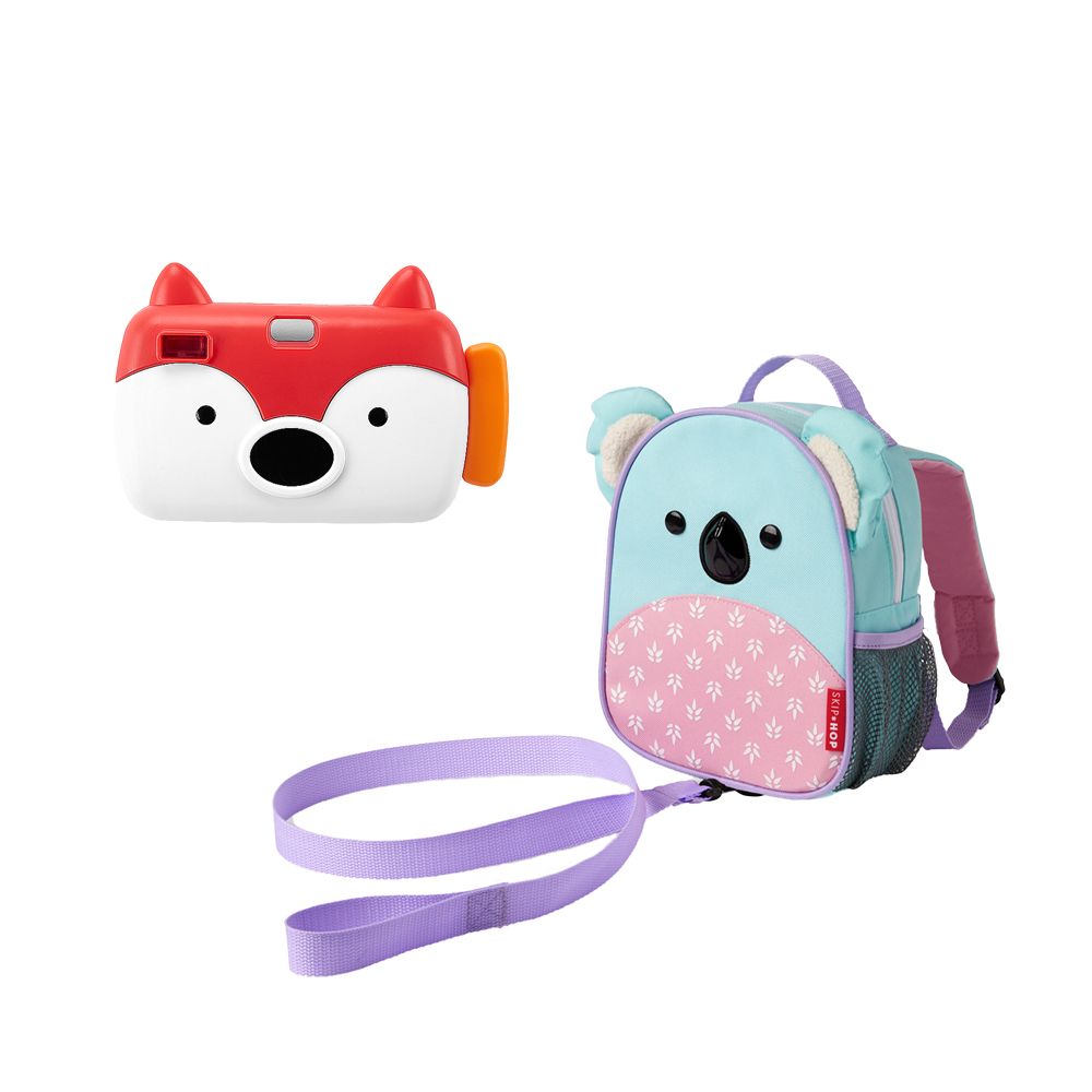 美國 SKIP HOP E&M狐狸寶寶相機+ZOO幼兒防走失後背包/ 肯齊無尾熊