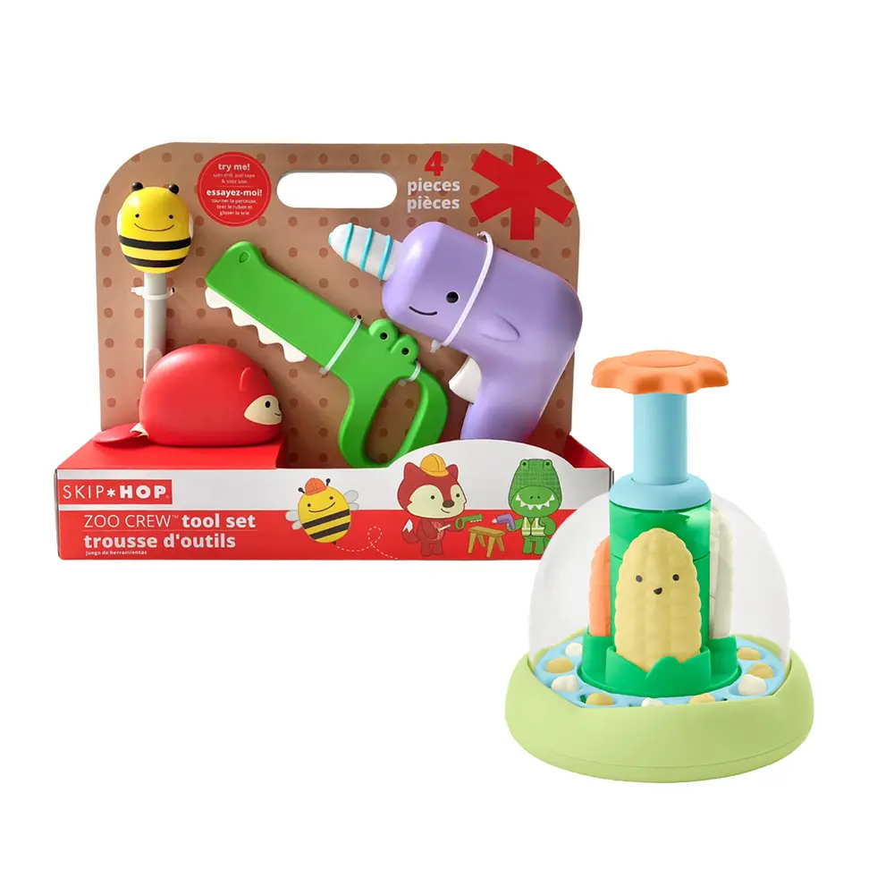 美國 SKIP HOP ZOO小動物建築工具套組+Farmstand瘋狂爆米花