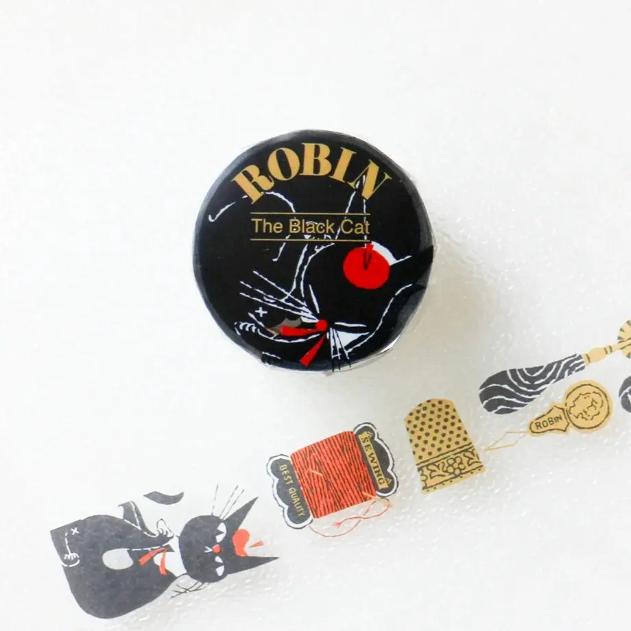 日本 cozyca products 透明裝飾膠帶/ Kuroneko Design/ 縫紉
