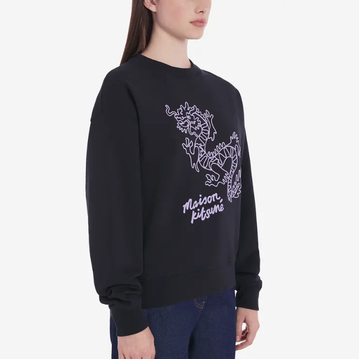 MAISON KITSUNÉ 黑色龍年LOGO衛衣/女裝/ M