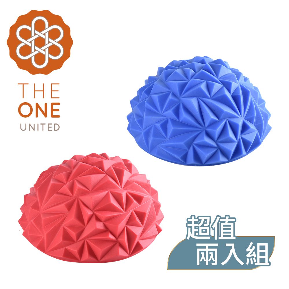 【The One】鑽石紋波速球 瑜珈球 小地雷足底按摩 半圓球 平衡球(三色任選)(超值兩入組)/ 藍色+紅色