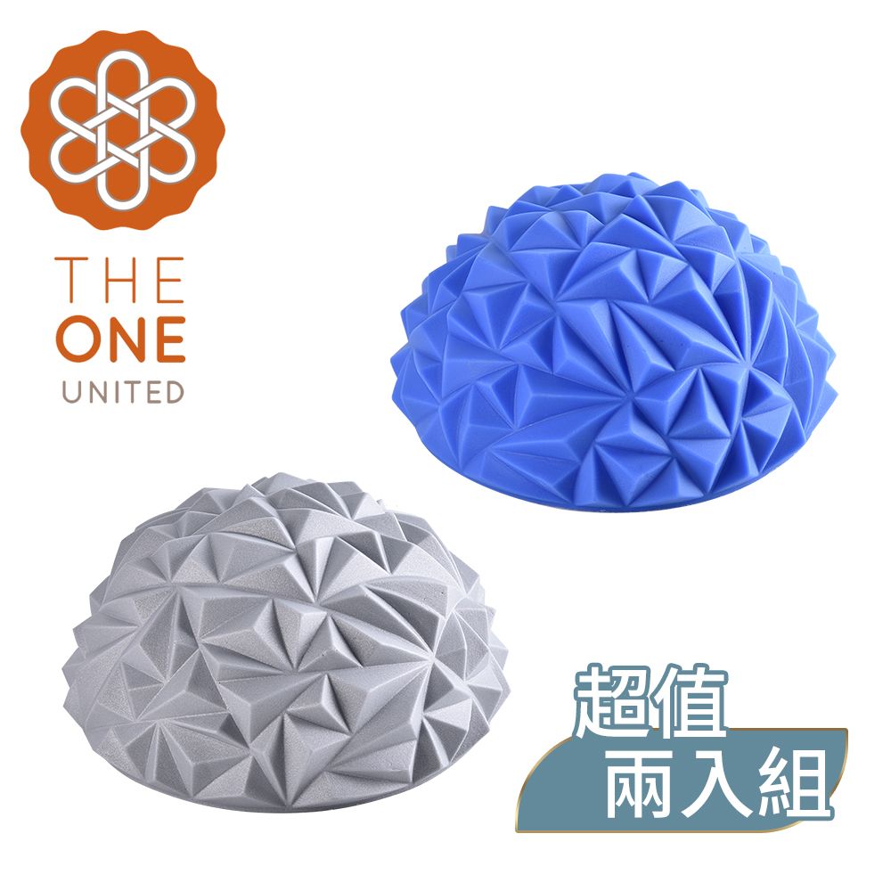 【The One】鑽石紋波速球 瑜珈球 小地雷足底按摩 半圓球 平衡球(三色任選)(超值兩入組)/ 灰色+藍色