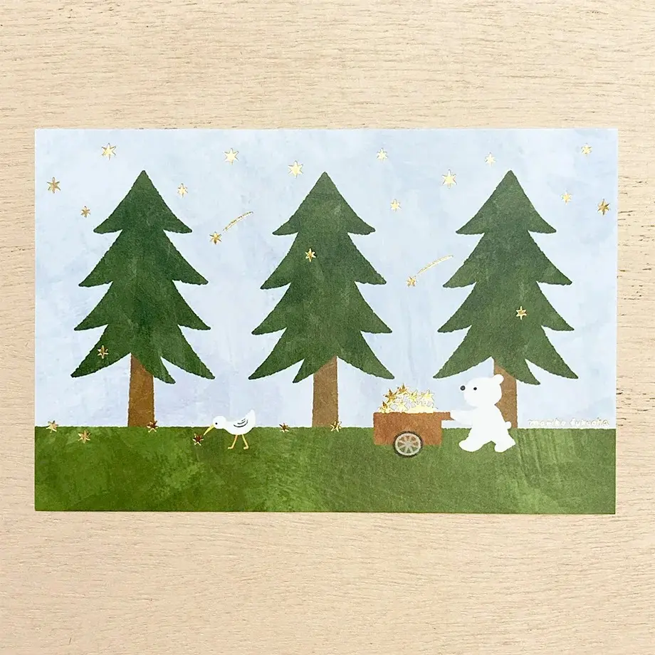 日本 cozyca products 燙金明信片/ Mariko Fukuoka/ 星熊