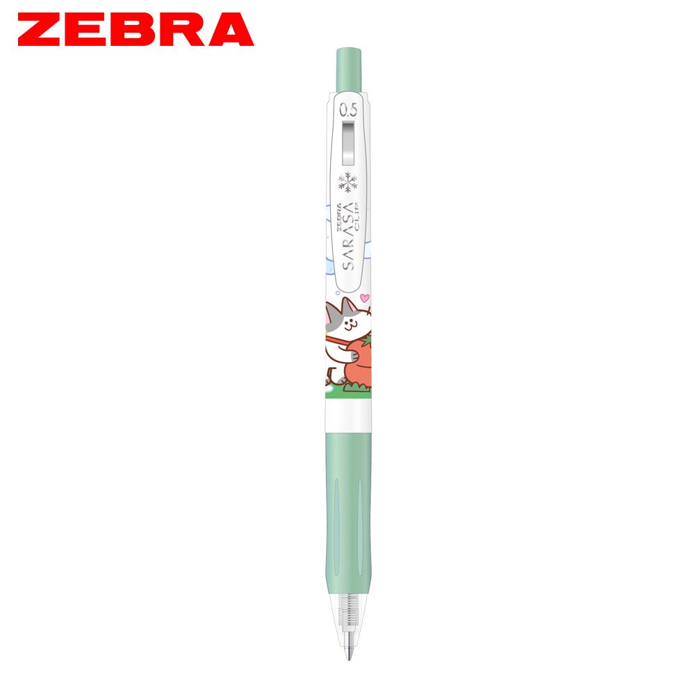 ZEBRA SARASA CLIP自動鋼珠筆/ 冬季動物風/ 牛奶藍綠