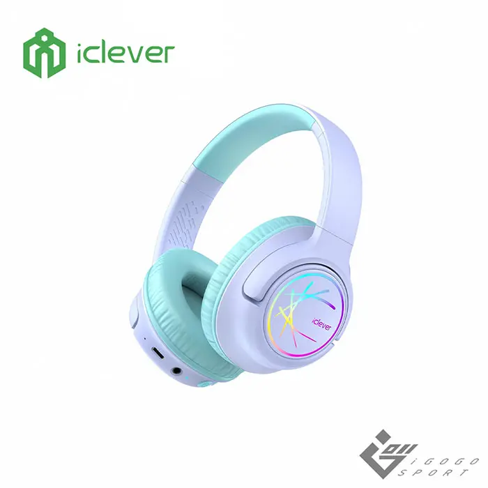 iClever BTH18炫光無線兒童耳機/ 紫