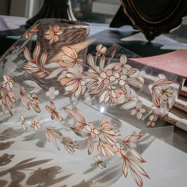 Meow Illustration紙膠帶/ 亮面貝殼光PET/ 花之窗影