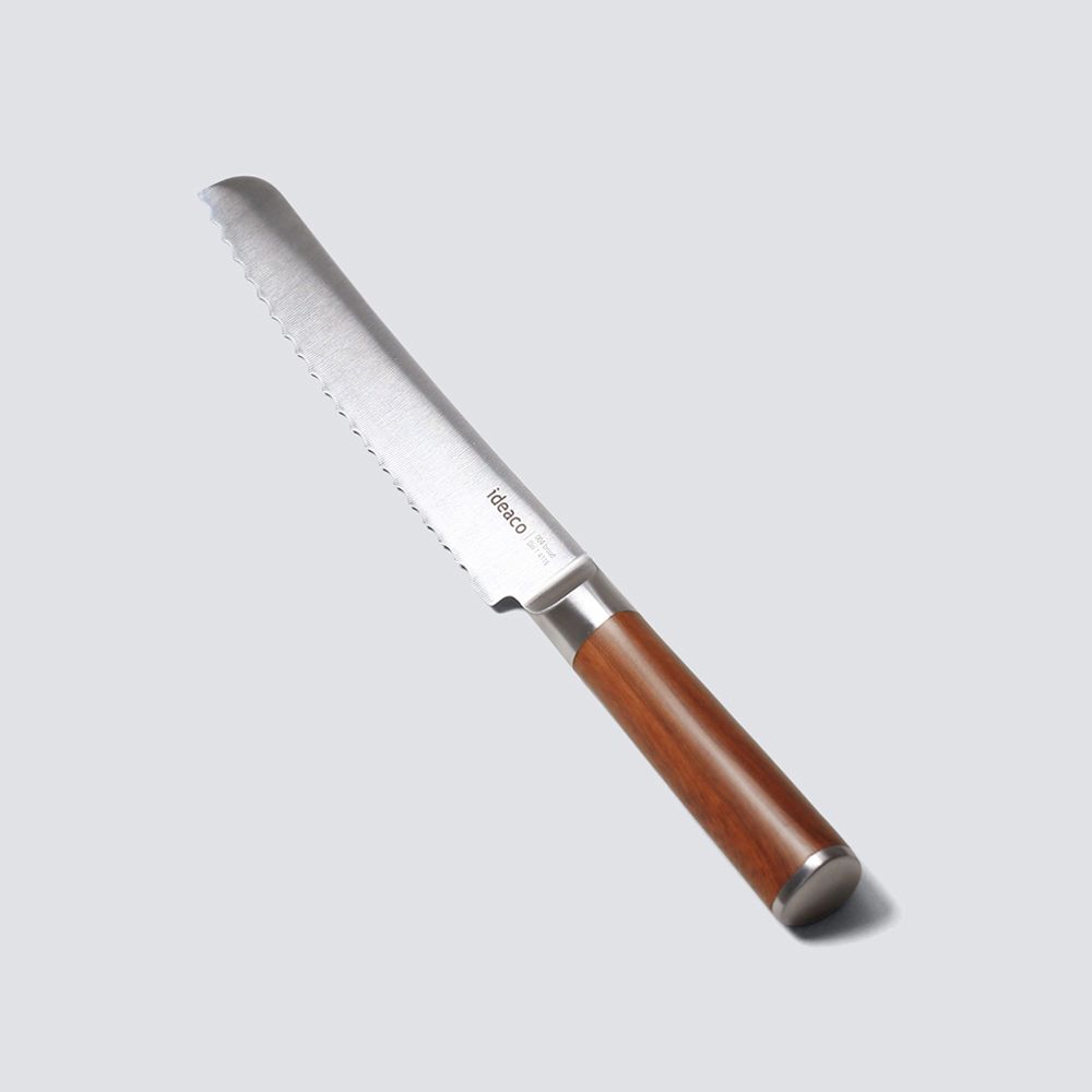 日本ideaco 木質風握柄鉬釩鋼麵包刀(185mm)/ 櫻桃木紋柄