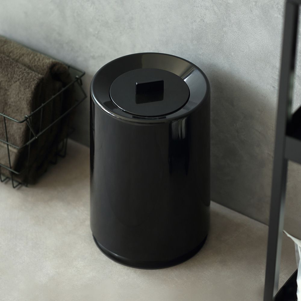 日本ideaco 摩登圓形家用垃圾桶(附蓋)-6L/ 黑