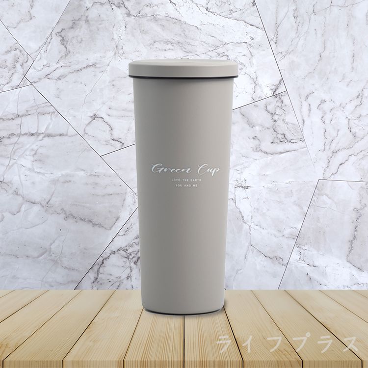 GREEN CUP芊杯內外316不鏽鋼真空吸管杯-800ml-1支/ 大象淺灰