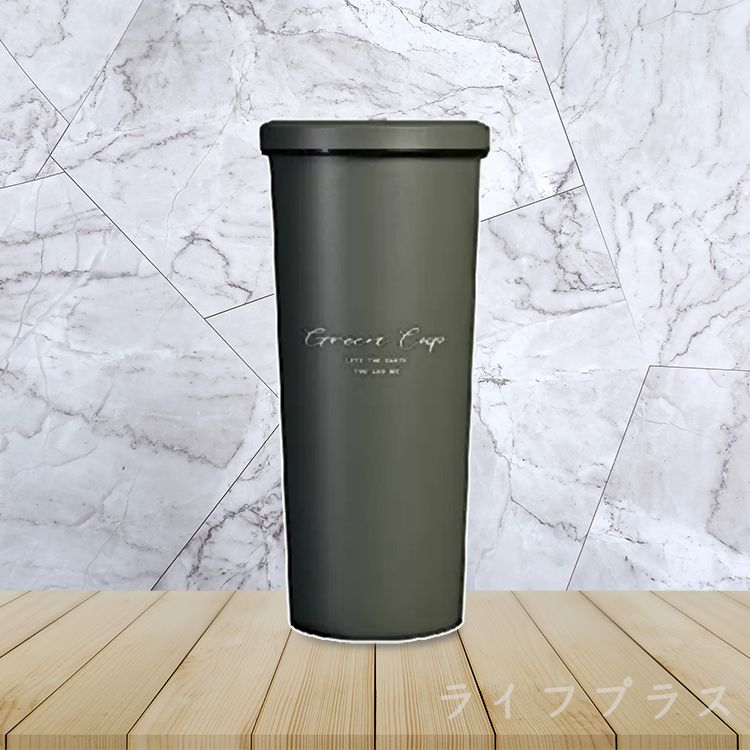 GREEN CUP芊杯內外316不鏽鋼真空吸管杯-800ml-1支/ 酷炫灰