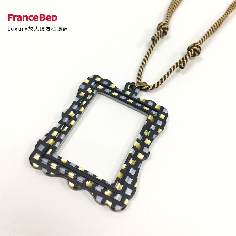 FranceBed Luxury放大鏡方框項鍊/ 黑色 (隨身攜帶的放大鏡)
