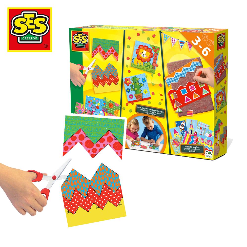 SES Creative幼兒手作剪紙拼貼打孔學習組/ 14878