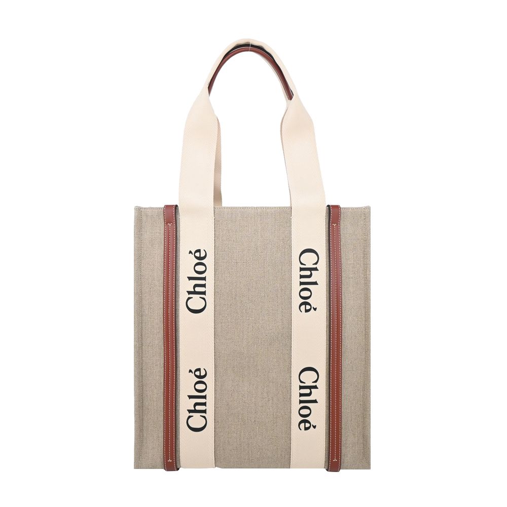Chloe Woody tote bag 新款帆布直立托特包/平行輸入/ 焦糖咖色