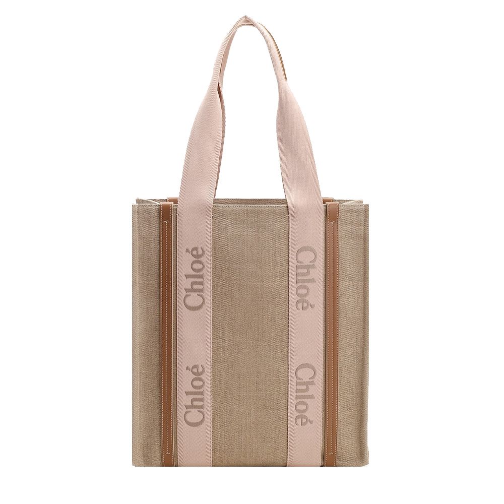 Chloe Woody tote bag 新款帆布直立托特包/平行輸入/ 粉色
