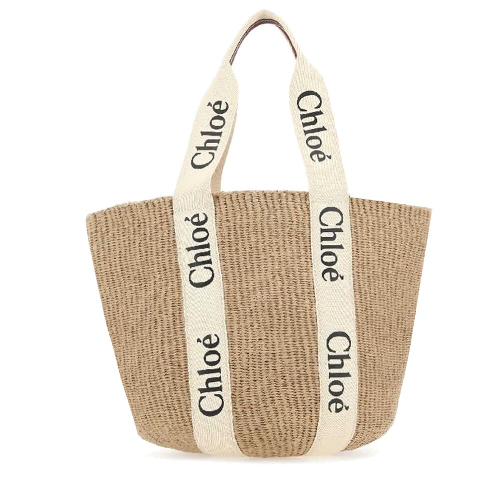 Chloe Woody Basket草編大號肩背包/平行輸入/ 白米