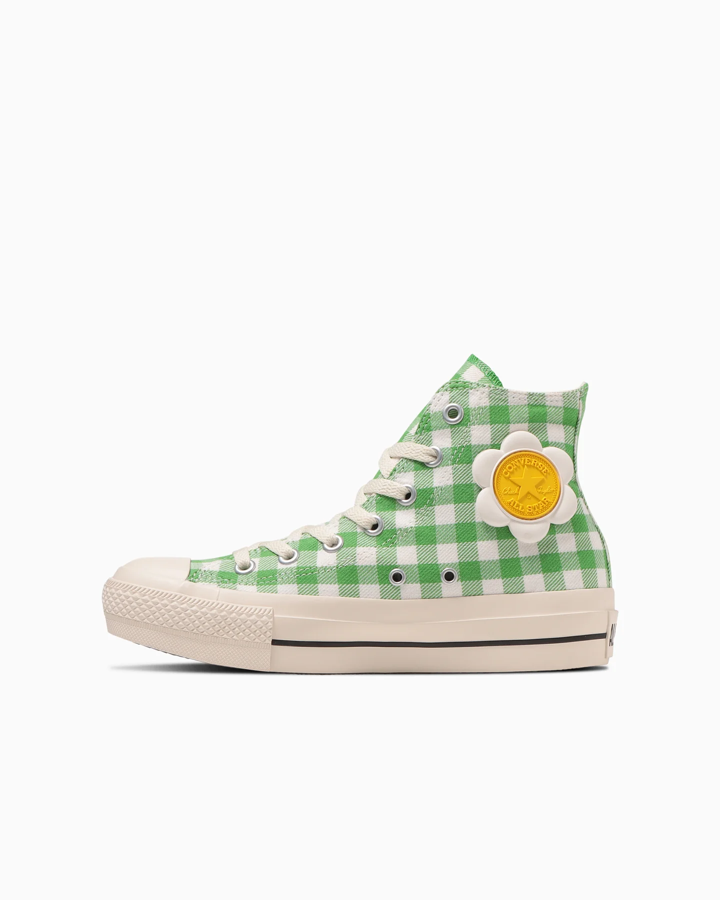 日本限定 Converse ALL STAR PLTS FLOWERPATCH HI 高筒 小花 花卉 綠格/ 23.5 cm