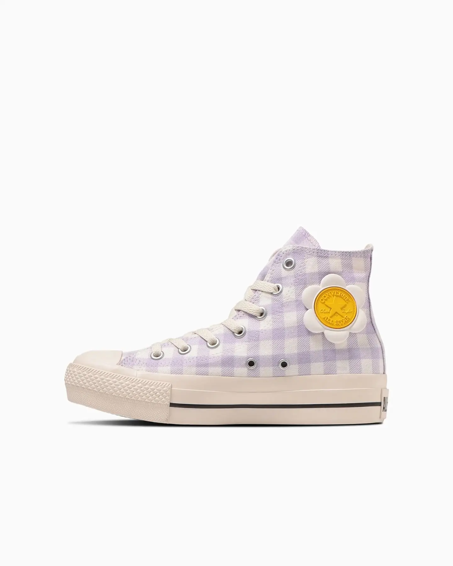 日本限定 Converse ALL STAR PLTS FLOWERPATCH HI 高筒 小花 花卉 紫格/ 23.5 cm