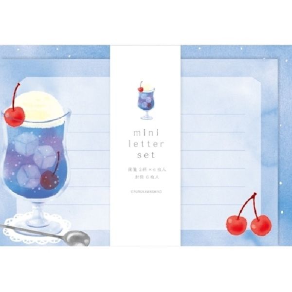 日本 Wa-Life 夏季 迷你信封信紙組/ 紫色蘇打