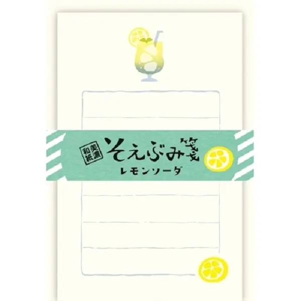 日本 Wa-Life 夏季 Soebumi 便條式信封信紙組/ 檸檬蘇打