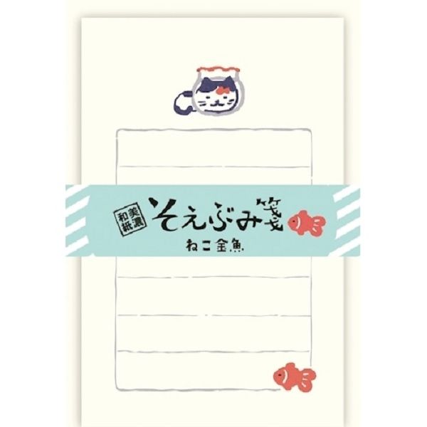 日本 Wa-Life 夏季 Soebumi 便條式信封信紙組/ 貓咪