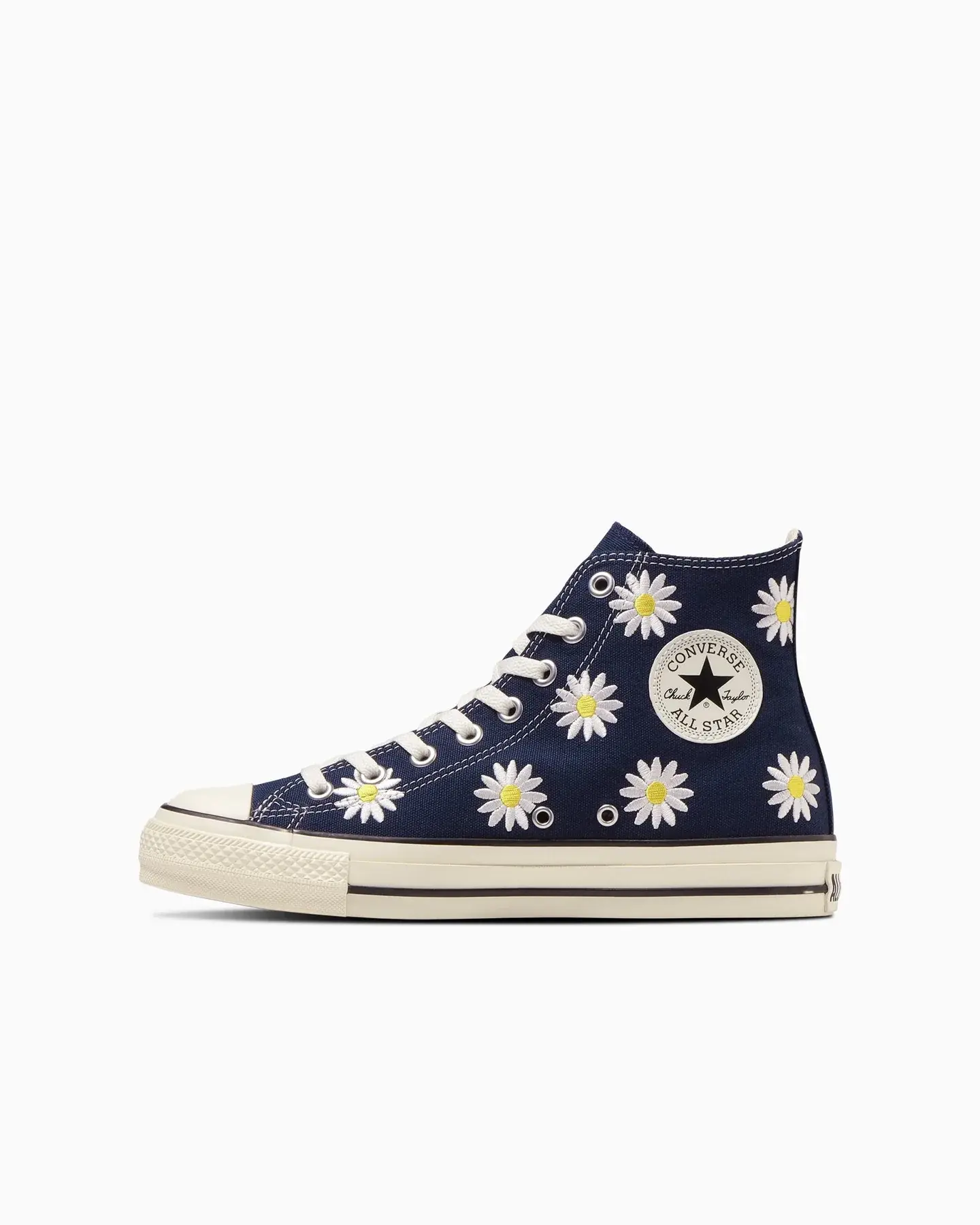 日本限定 Converse ALL STAR Ⓡ DAISYFLOWER HI 高筒 小雛菊刺繡 深藍/ 22 cm