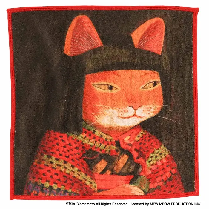 日本 Cat Art 手帕/ 麗喵子像/ 猫田劉生