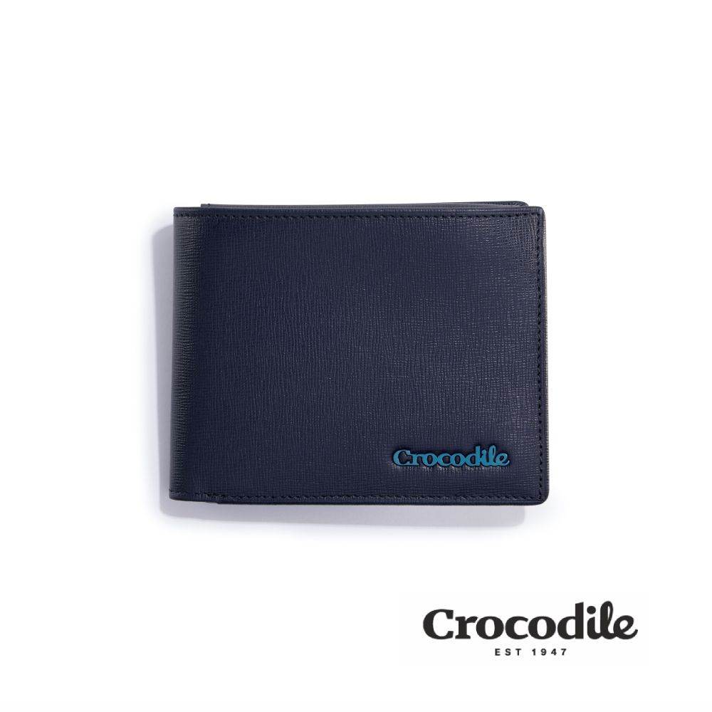 Crocodile 鱷魚皮件/真皮皮夾/短夾9卡夾/雙鈔/Oxford牛津系列/0103-11103-黑藍兩色/ 藍色