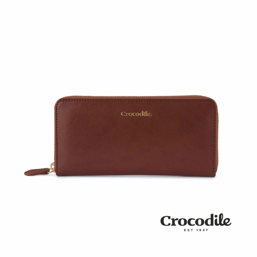 Crocodile 鱷魚皮件/拉鍊長夾/錢包/義大利植鞣皮/14卡/YKK拉鍊/Naturale 5系列/0103-11007-咖啡色