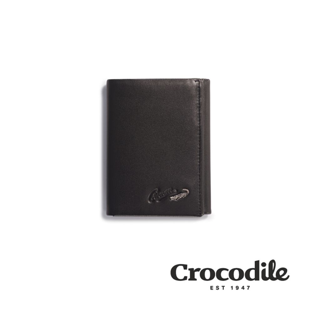 Crocodile 鱷魚皮件/男生皮夾/三折短夾/小錢包/禮物推薦/6卡/單鈔-Noble系列-0103-09409-01-黑色