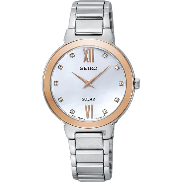 SEIKO 精工 SOLAR 太陽能日系晶鑽女錶-珍珠貝/30mm V115-0CT0KS(SUP382P1)