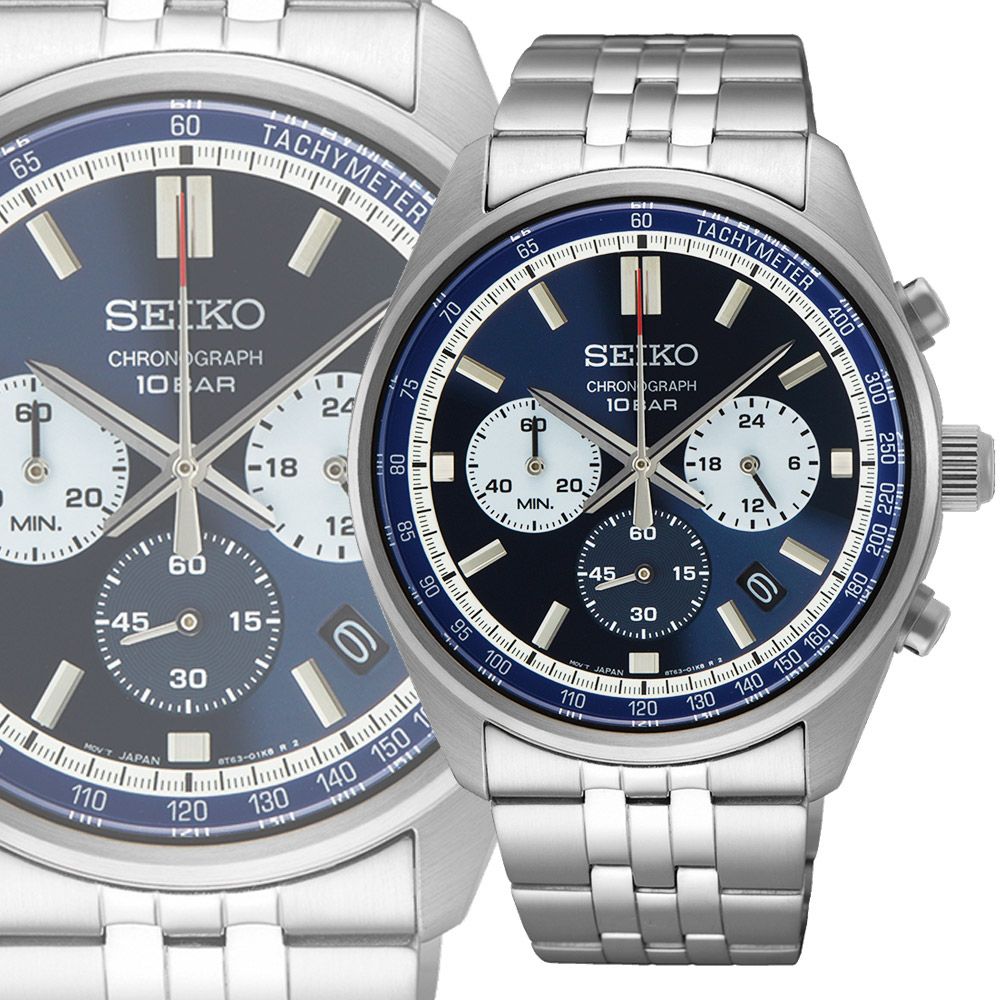 SEIKO 精工 CS系列 熊貓錶計時手錶-41.5mm 8T63-00W0B SSB427P1