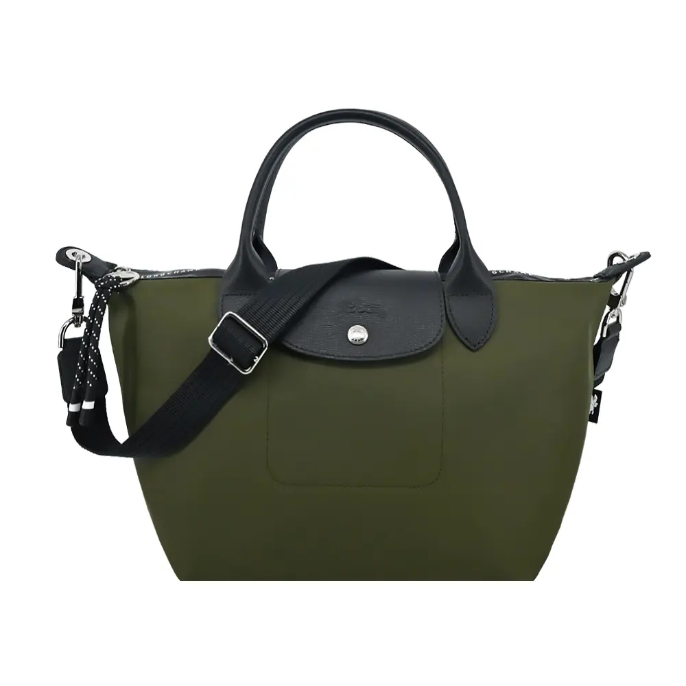 LONGCHAMP LE PLIAGE ENERGY系列再生尼龍短把手提/斜背兩用包(小/深卡其)/平行輸入