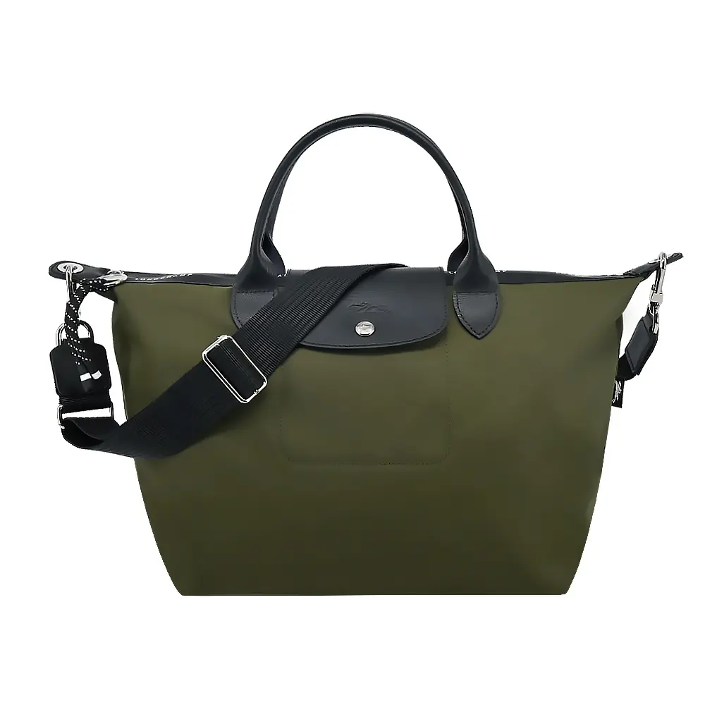 LONGCHAMP LE PLIAGE ENERGY系列再生尼龍短把手提/斜背兩用包(大/深卡其)/平行輸入