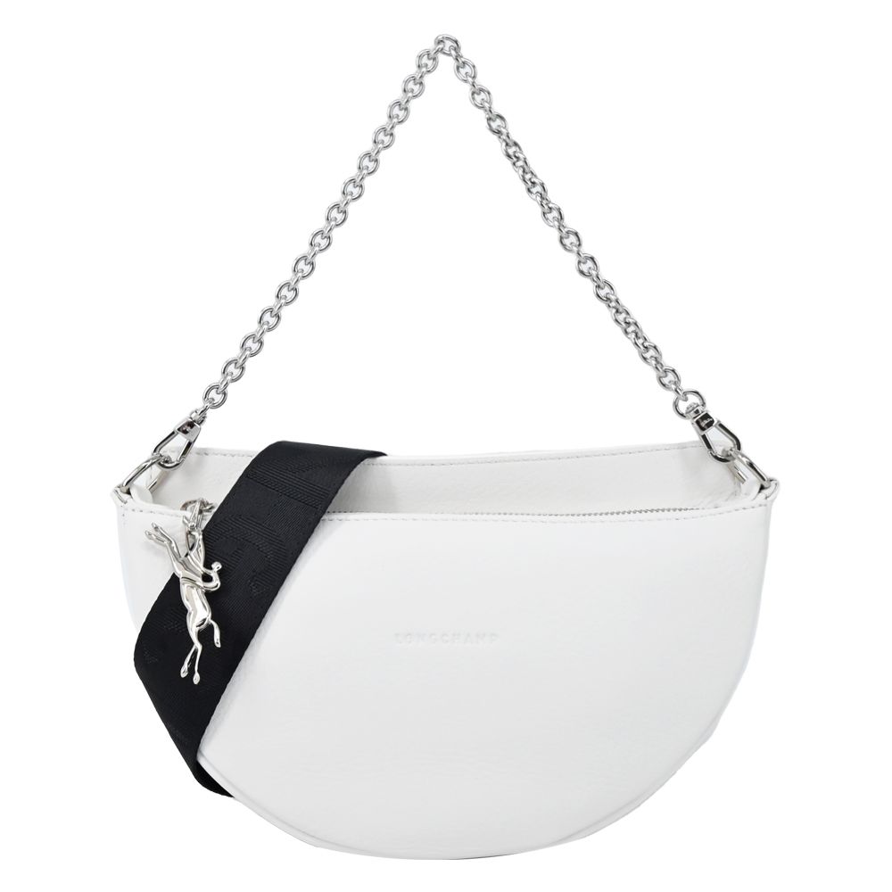 LONGCHAMP SMILE系列牛皮圓弧肩背/斜背兩用包(小/多色選)/平行輸入/ 白