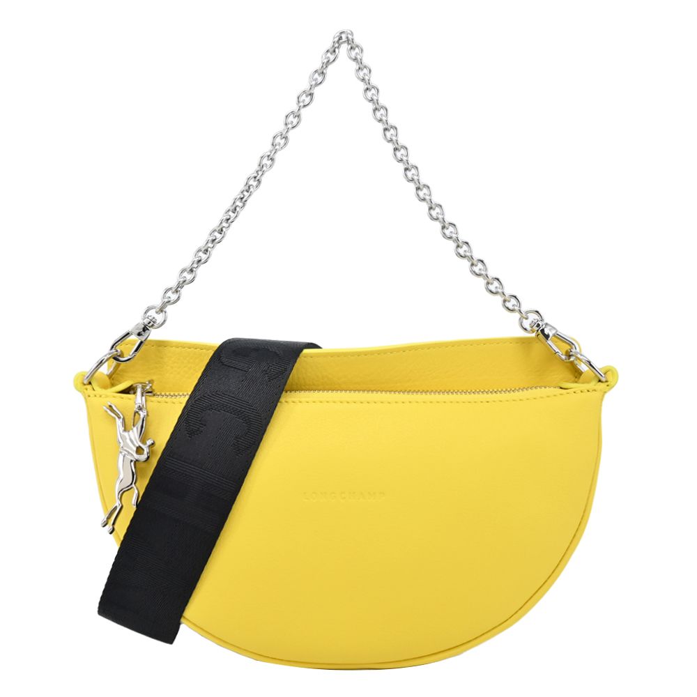 LONGCHAMP SMILE系列牛皮圓弧肩背/斜背兩用包(小/多色選)/平行輸入/ 黃