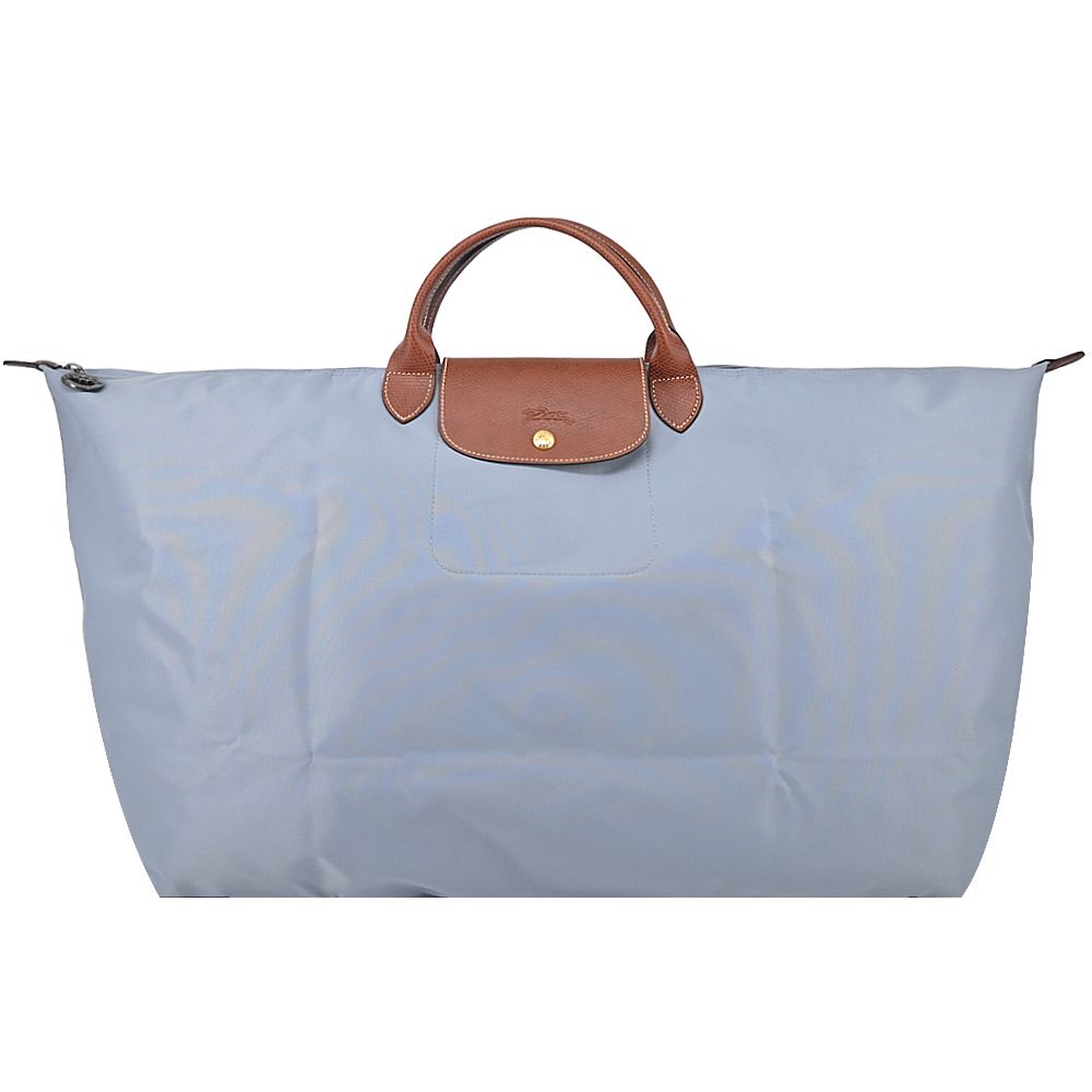 LONGCHAMP LE PLIAGE系列短把再生尼龍摺疊水餃旅行袋(中/鋼灰)/平行輸入
