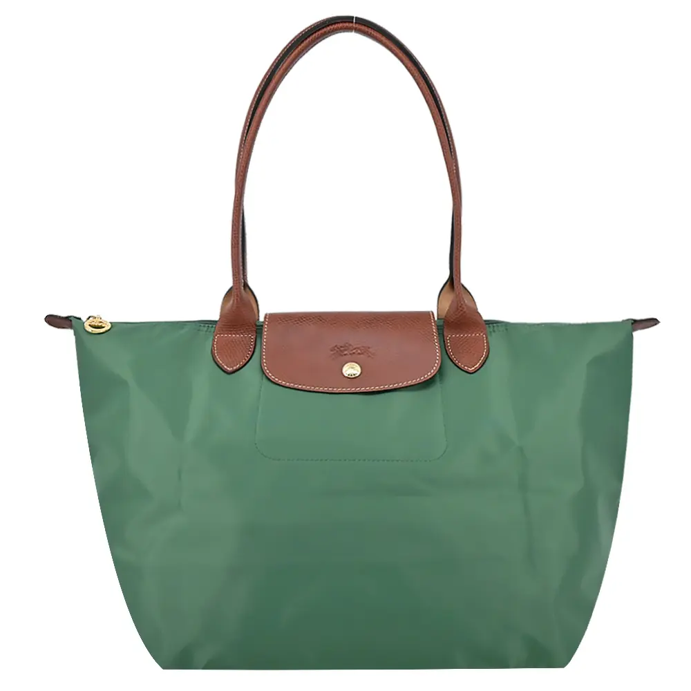 LONGCHAMP LE PLIAGE系列長把再生尼龍摺疊水餃包(大/鼠尾草綠)/平行輸入