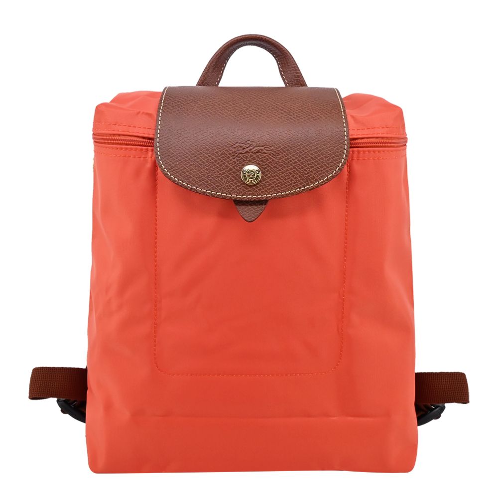 LONGCHAMP LE PLIAGE系列再生尼龍摺疊後背包(中/橙)/平行輸入