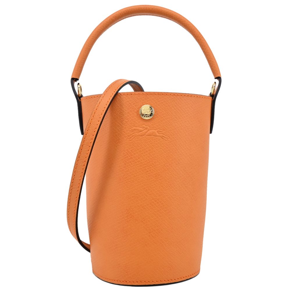 LONGCHAMP ÉPURE系列牛皮壓印手提/斜背水桶包(迷你/杏黃)/平行輸入