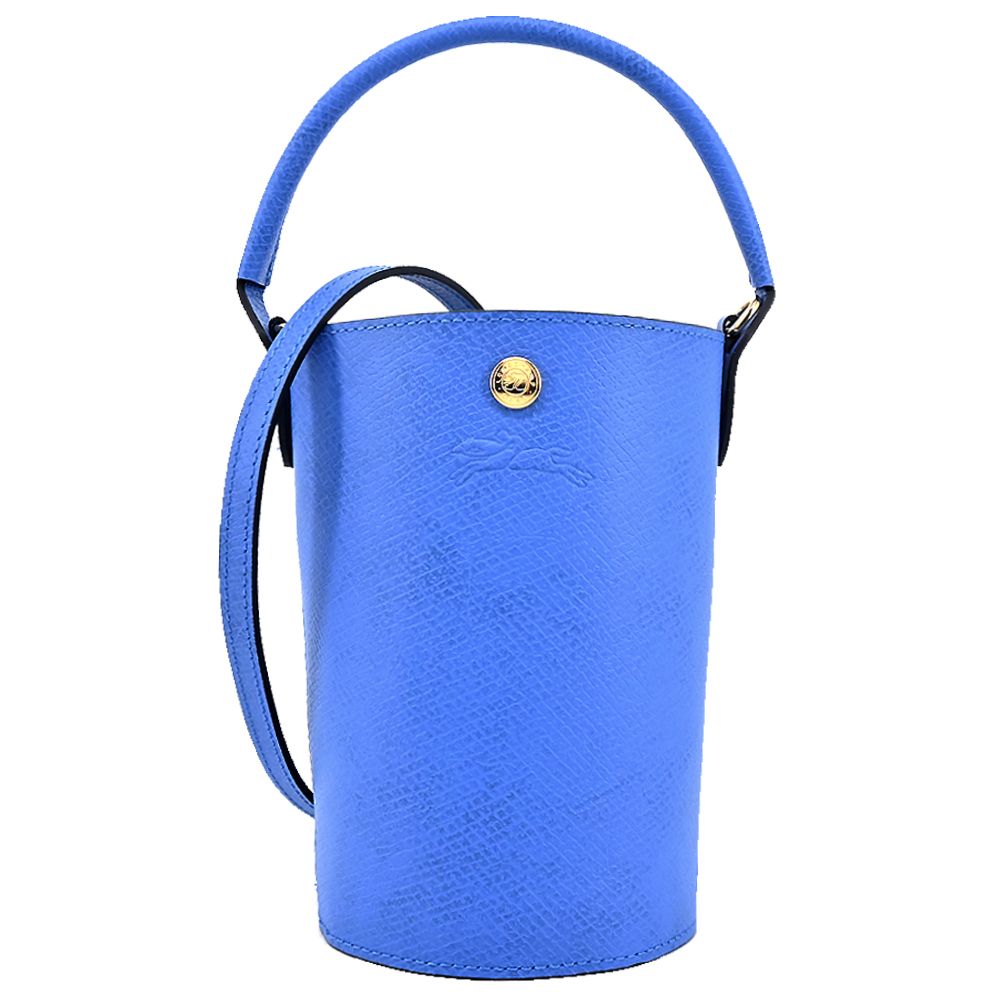 LONGCHAMP ÉPURE系列牛皮壓印手提/斜背水桶包(迷你/鈷藍)/平行輸入