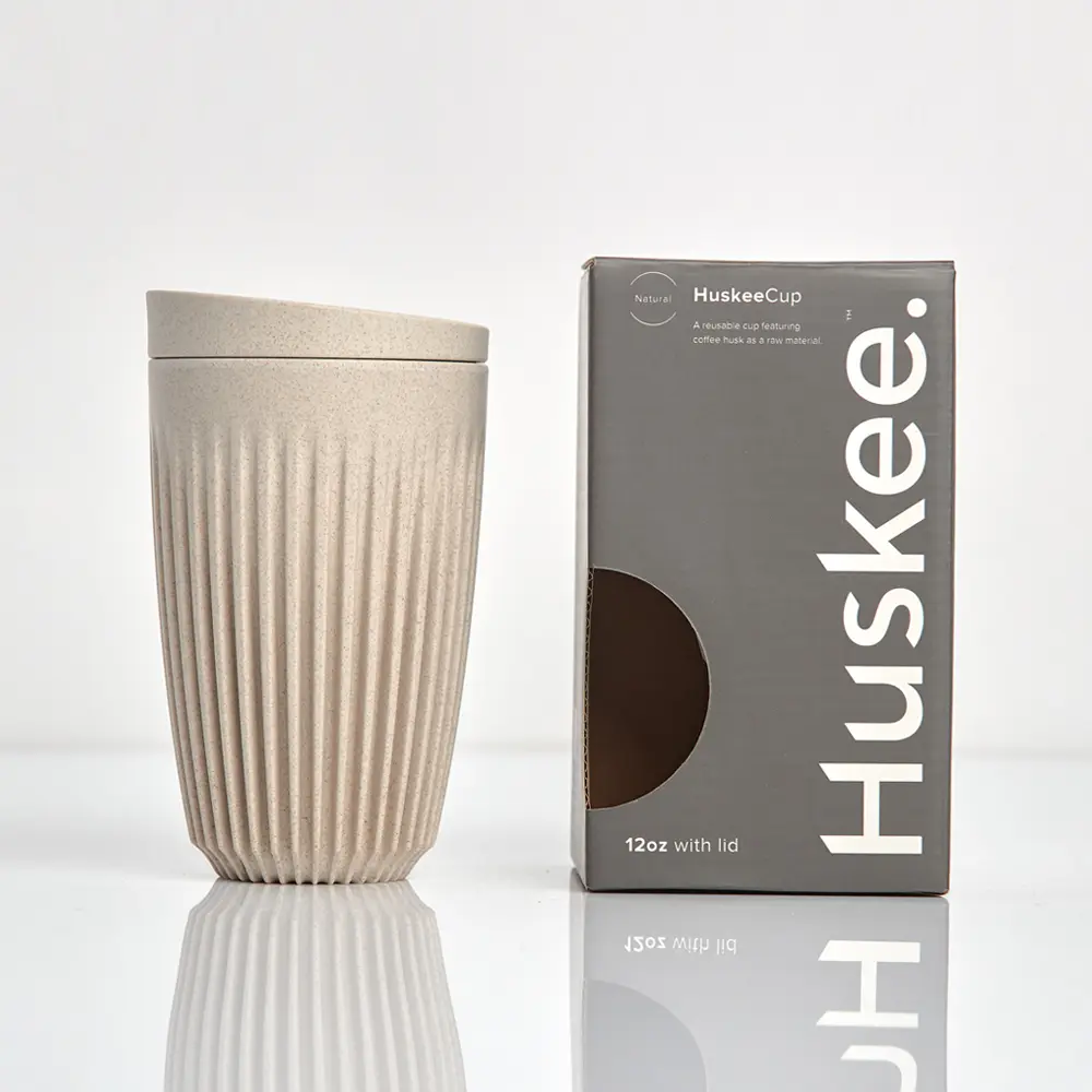 澳洲HuskeeCup咖啡豆殼環保杯 12oz/ 360ml (附杯蓋)｜安全無毒可回收 再生製造/ 燕麥色
