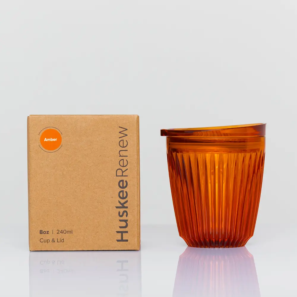 【Huskee】澳洲Huskee Renew環保杯8oz/ 240ml (附杯蓋)｜Tritan 隨行杯可回收/ 琥珀色
