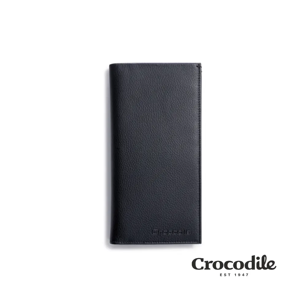 Crocodile 鱷魚皮件/男生長夾/男生皮夾推薦/14卡/拉鍊零錢袋/Rocky系列/0103-09901/ 個性黑