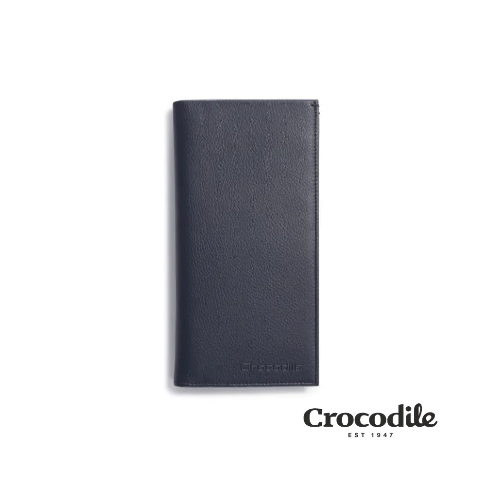 Crocodile 鱷魚皮件/男生長夾/男生皮夾推薦/14卡/拉鍊零錢袋/Rocky系列/0103-09901/ 暗夜藍