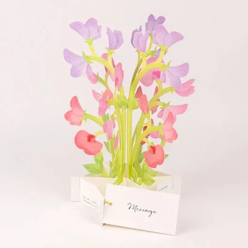 日本 Greeting Life 立體花朵造型卡片/ 香豌豆