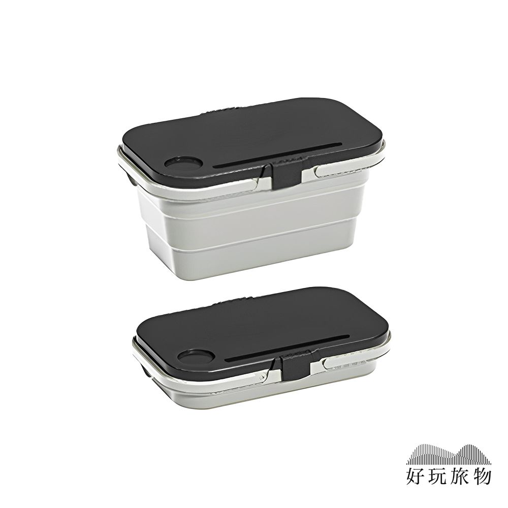 【好玩旅物】雙色_多功能戶外露營大容量折疊手提收納籃野餐桌/ 灰白色
