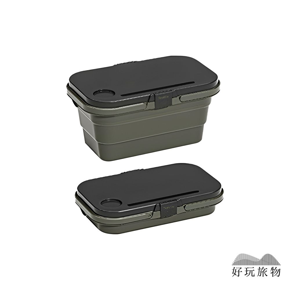 【好玩旅物】雙色_多功能戶外露營大容量折疊手提收納籃野餐桌/ 橄欖綠