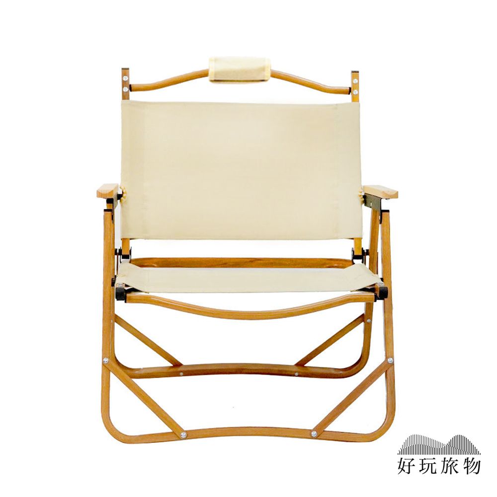 【好玩旅物】大款_戶外鋁合金牛津布折疊克米特椅露營椅 (附收納袋)/ 卡其色