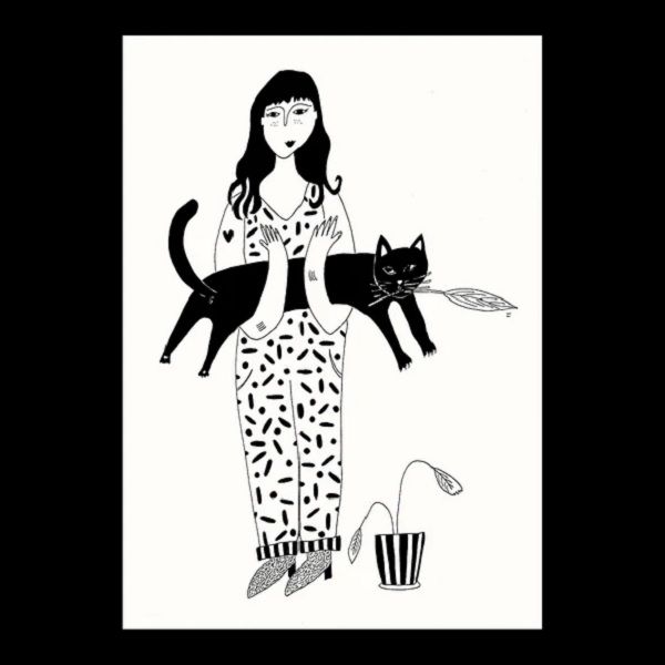 比利時 helen b 明信片/ black cat